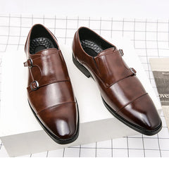 Threebooy Versatile Men's Casual Shoes Office Business Shoes Pointed Low Heel Men's Formal Shoes Big Size:38-48