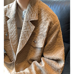 Threebooy 90s Streetwear Old Money American Retro Suit Collar Jacket Men's Spring and Autumn Style Pilot Jacket Short
