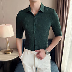 Threebooy Clothing Men's Summer High Quality Short Sleeve Shirts/Male British Business Shirt Camisa Plus size S-4XL