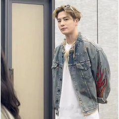 Threebooy Spring Autumn Denim Jacket Couple Embroidered Denim Jacket Unisex American Retro High Street Jacket Hip Hop Streetwear