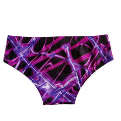 Threebooy Men'S Vibrant Purple Glitter Low-Rise Swim Trunks Stretchy, Quick-Dry Beach Bikini Pants with Drawstring for Summer Water Sports