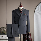 Threebooy High-quality groom wedding suit, fashionable and stylish dress, men's business double-breasted suit set, men's three-piece set