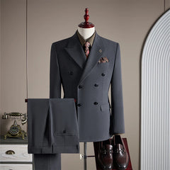Threebooy High-quality groom wedding suit, fashionable and stylish dress, men's business double-breasted suit set, men's three-piece set