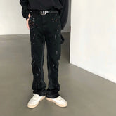 Threebooy Y2K Streetwear Kanye Patchwork Baggy Stacked Jeans Pants Men Clothes Straight Hip Hop Denim Trousers Pantaloni Uomo