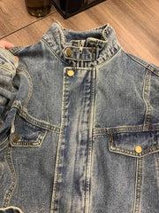 Threebooy Vintage American Denim Jacket Men Women Autumn Winter New Loose Korean Style Trendy Fashion Tops High-end Niche Jacket Urban