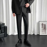Threebooy Small Trousers Summer Men's Nine-point Slim Straight Leg Casual Trousers Men