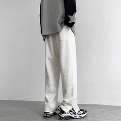 Threebooy Grey Black Sweatpants Men Fashion Oversized Wide Leg Pants Men Streetwear Loose Straight Sports Pants Mens Joggers Trousers