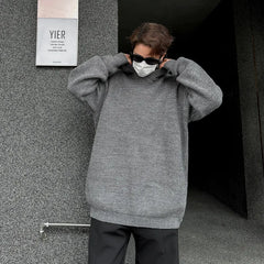 Threebooy Autumn Winter Hooded Solid Color Sweater Men Loose Casual Oversize Mens Knitted Lazy Sweatshirt Unisex Casual Pullover 2XL-M