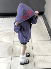 Threebooy Harajuku Letter Embroidered Fluorescent Green Hooded Sweatshirt American Hiphop Loose Couple Coat Y2k Kawaii Women Clothing