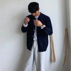 Threebooy Men's Clothing Autumn Winter Long Sleeve New Tops Shirts Sweaters Turn-down Collar Simple Comfortable Versatile Selling Solid
