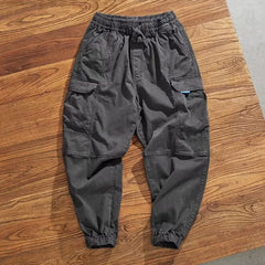 Threebooy Men Clothing Trend American Vintage Streetwear Baggy Cargo Harem Pants Y2K Casual Solid Loose Pockets Trousers Pantalones Hombre