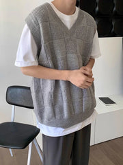 Threebooy Sleeveless Knitted Sweaters for Men Black V Neck Waistcoat Man Clothes Vest 100 Pure Cashmere X S Wool Japanese Harajuku Fashion