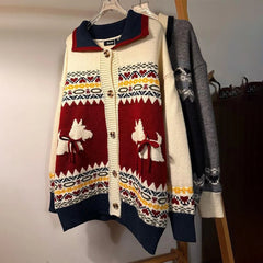 Threebooy Mens Sweater Puppy Dog Bow Collar Sweater Novel Design Streetwear Fashion Trend Youth Casual Long Sleeve Top Men'S Clothing