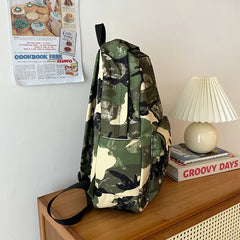 Threebooy Camouflage Backpacks Large Capacity Waterproof Nylon School Bags Unisex Graffiti Leisure Or Travel Bags Green Satchels
