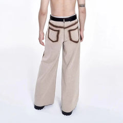 Threebooy Mens Jeans Wilderness Striped Contrast Color Casual Pants Streetwear Fashion Youth Campus Straight Pants Men'S Clothing 2025 New