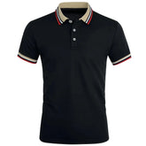 Threebooy Men Summer Solid Casual Office Breathable Cotton Polo Shirt Fashion Brand Male Business High Quality Striped Short Sleeve Top