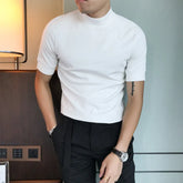 Threebooy New Style Fashion Male High Quality In Summer Casual Short-sleeved T-shirt/Men Slim Fit High Collar Leisure T-shirt Tops