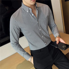 Threebooy Men Spring High Quality Business Long Sleeve Shirts/Male Slim Fit Fashion Plaid Office Dress Shirts Plus Size S-4XL
