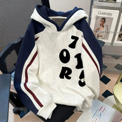 2025 autumn and winter men and women trendy personalized letter printed hooded sweatshirt couple loose retro Harajuku casual top