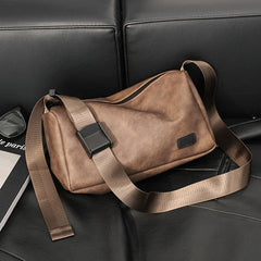 Threebooy Fashion Crossbody Bag Men Soft PU Leather Shoulder Messenger Bag For Men Large Capacity Fitness Crossbody Bags Satchel Ipad Bag