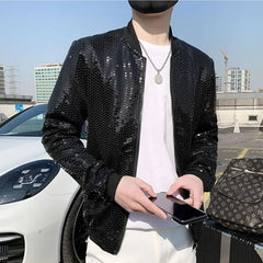 Threebooy Men's Spring High-End Sequins Leisure Jackets/Male Slim Fit Thin Coat/Man Summer Prevent Bask In Clothes Plus Size S-5XL
