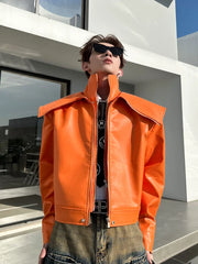 Threebooy Men's Luxe Zip Faux Leather Jacket