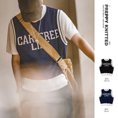 Threebooy Preppy Knitted Vest for Male Ivy Style Clothing Casual City Boy Letter Sweater Vest Sleeveless Tops Spring New