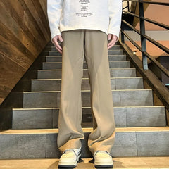 Threebooy Men's Four Seasons New Mid-Waist Micro-Flared Casual Pants Fashion trend Leisure Mens Flared Leg Trousers Korean Pants Men