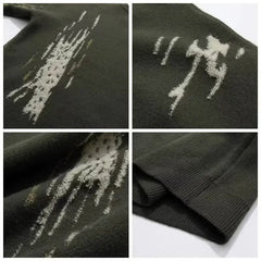 Threebooy Japanese Trendy Men's Sweaters Light Luxury Knitted Color Clashing O Neck Long Sleeve Pullover Casual High Street Knitwear M-3XL