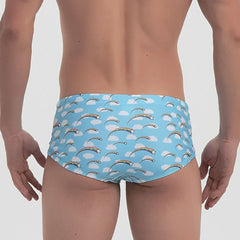 Threebooy Swimsuits Men's Swim Briefs Bikini Board Surf Shorts Boxer Trunks Sexy Rainbow Swimwear Traditional Cut Beach Bathing Suit