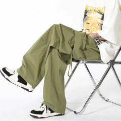 Threebooy Men's American Streetwear Cargo Casual Pants Fashion Trend Solid Color Sweatpants Pocket Decoration Trousers S-3XL