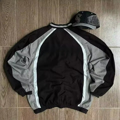 Threebooy Streetwear Y2K Harajuku Hip Hop V Neck Embroidered Letters Long Sleeved Sportswear Men Women Punk Gothic Casual Sportswear Tops