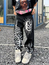 Threebooy Workshop American China-Chic Hip Hop Skull Straight Tube Denim camo jogger vintage army Pants Black New Fashion trouser