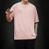 Threebooy New Summer Men's T Shirt Fashion Solid Basic Loose Hip Hop Short Sleeve T-Shirts For Men Women Casual Cotton Streetwear Top Tees