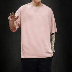 Threebooy New Summer Men's T Shirt Fashion Solid Basic Loose Hip Hop Short Sleeve T-Shirts For Men Women Casual Cotton Streetwear Top Tees