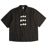 Threebooy Summer Short Sleeve Shirts Men Streetwear Vintage National Style Print Shirt Oversized Harajuku Japan Style Casual Blouse Male