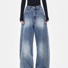 Threebooy 2025 Spring Men and Women Trendy Personalized Straight Tube Washed Curved Knife Jeans Couple Loose Hip Hop Casual Pants y2k