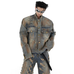 Threebooy Men's Deconstructed Denim 2-Piece Set