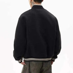 Threebooy Spring and Autumn New Men's Fashion Trend Wool Baseball Jacket Short Jacket Unisex American Street Loose Pilot Jacket Men