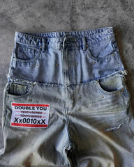 Threebooy Hip Hop Letter Printed Mens Jeans Y2K Gothic Punk Harajuku Ripped Wide Leg Pants Loose Large Size Straight Double Waist Trousers