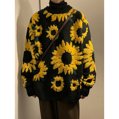 Threebooy 2024 Sweater Winter Sunflower Warm Sweaters Fashion Male O-Neck Pullovers Sweater Men Loose Casual Sweater Thick Knitted Unisex