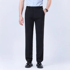 Threebooy Men's Suit Trousers Spring Autumn Straight Elastic Iron-free Workwear Father's Trousers Business Casual Trousers