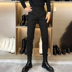 Threebooy Men Slim Leggings Biker Leggings Streetwear British Fashion Youth Nightclubs Male All-Match Martin Boots Trousers Men'S Clothing