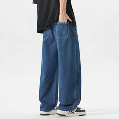 Threebooy New Men's Loose Jeans Korean Retro Fashion Street Straight Leg Wide Leg Pants Unisex Y2k Hip-hop Baggy Street Dance Casual Pants