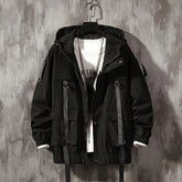 Threebooy Techwear Cargo Jacket Coat Men Hoodies Cardigan Male Hip Hop Spring Autumn Tops Korean Loose Streetwear Safari Style