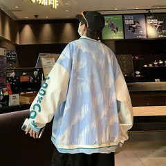Threebooy Tie-dye Love Baseball Uniform Men Loose Jacket Ins Trend