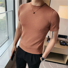 Threebooy Clothing Summer Leisure Men Short Sleeve T-Shirts/Male Slim Fit High Quality Knitting T-Shirts Plus Size S-4XL