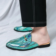 Threebooy Men Mules Shoes Fashion Half Slippers Comfortable Breathable Business Casual Banquet Men Shoes
