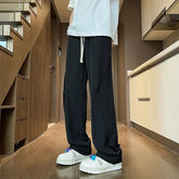 Threebooy Ice Silk Men's Summer Thin Loose Straight-leg Trendy Brand High-end Handsome Draped Wide-leg Casual Trousers