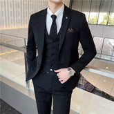 Threebooy Men's Korean Slim Fit 3-Piece Suit Double Breasted 5XL Business Formal Wedding Groom Best Man Career Office Outfit